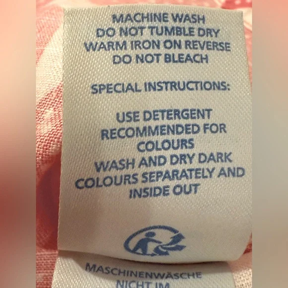 Boden EUC Size 2P Pretty Coral & White 3/4 Length Linen Mini Dress (0554) - Picture 14 of 14